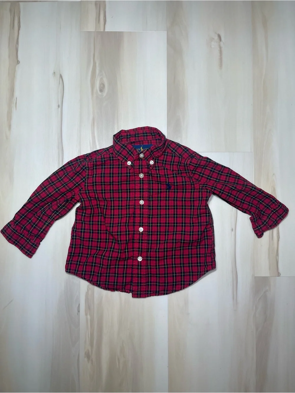 Lot Of Two (2) Ralph Lauren Boys Button Down Shirts Plaid / Gingham Check Sz 9M